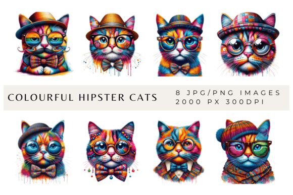 Download Colourful Hipster Cats - Colourful Collection