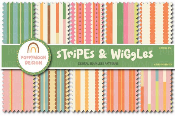 Download Wiggly Stripes Paper Set - Stripes paper Collection
