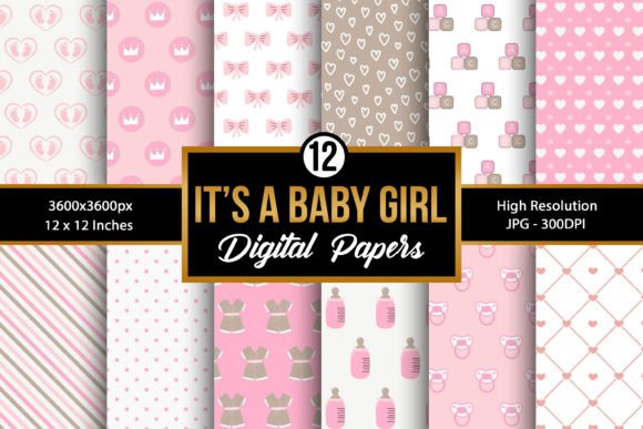 Download Baby Girl Pink Digital Papers - Baby girl Collection
