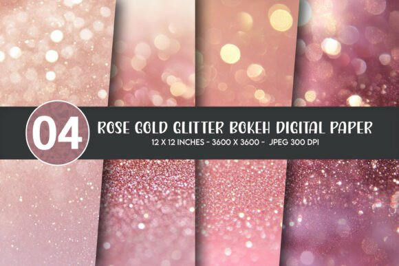 Download Rose Gold Glitter Bokeh Digital Paper - Rose gold Collection
